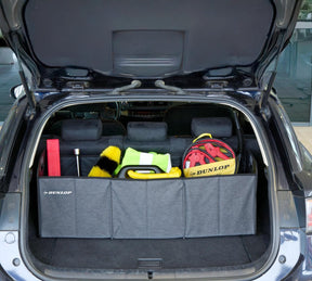 Dunlop kofferbak organizer 96x34x34 cm - opvouwbare auto kofferbak tas met 4 vakken - organizer met handvatten en verstevigde bodem - voor rijden en reizen
