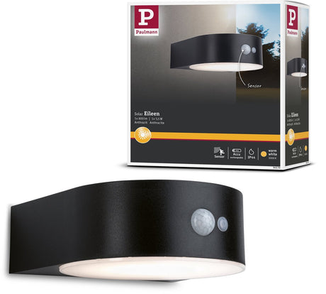 Paulmann solar led-wandarmatuur voor buiten eileen bewegingsmelder ip44 3000k 400lm zwart