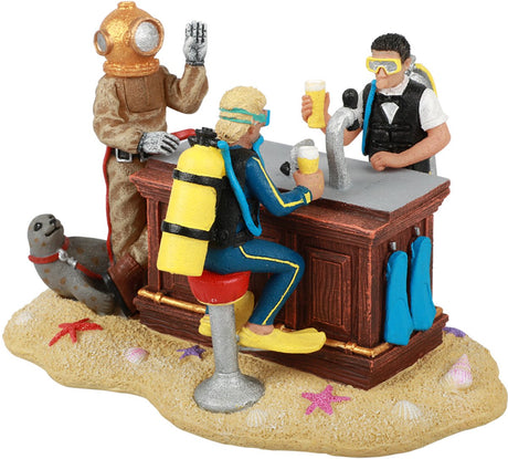 Aqua della scuba bar - grappig aquariumornament met duikers - gifvrij - 16x11x10cm - meerkleurig