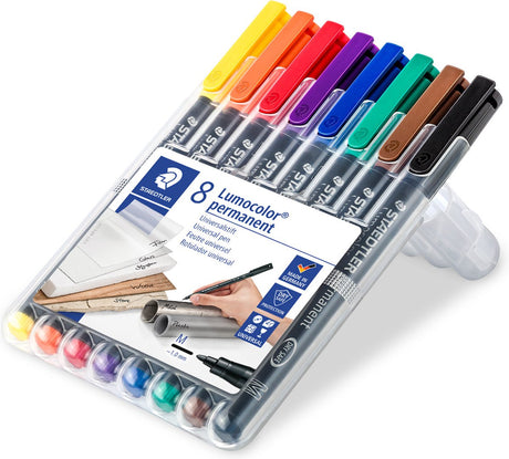 Staedtler lumocolor m permanent pen - box 8 kleuren