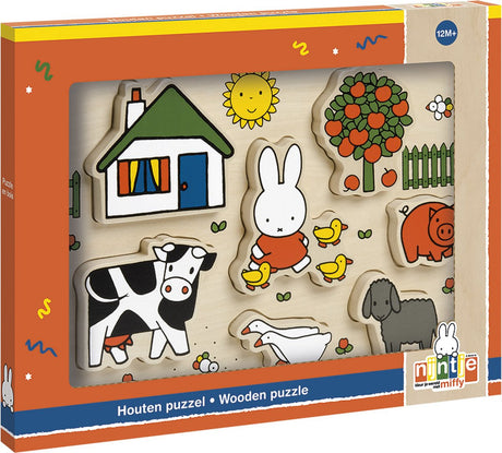 Bambolino nijntje houten vormenpuzzel - 7 dikke puzzelstukken - peuter en kleuter speelgoed - voor meisjes en jongens - vanaf 1 jaar - speelgoed kinderen - toys