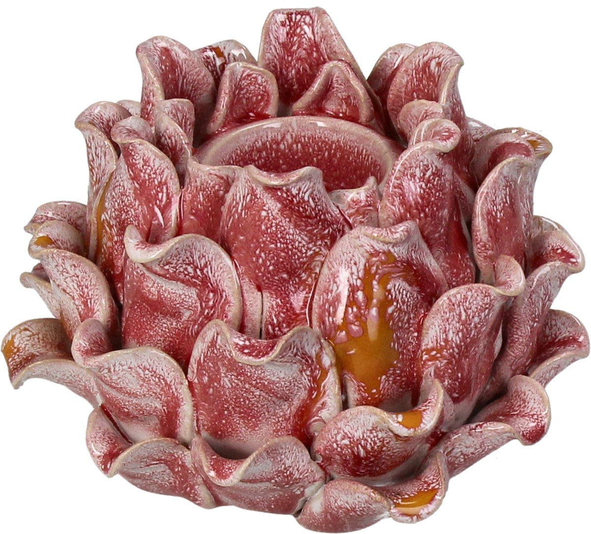 Hd collection kaarsenhouder stoneware 14.5x14.5x10.5cm