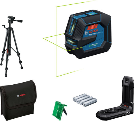 Bosch professional gll 20-22 g - lijnlaser - (4x batterij 1,5v lr6 (aa), laserrichtbord, houder lb10, statief bt 150, alkalinebatterij-adapter, tas)