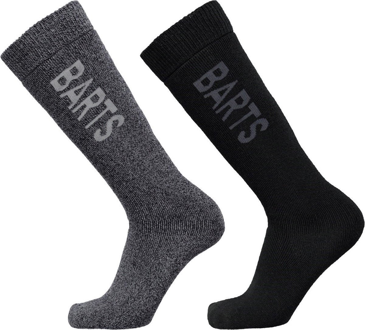 Barts basic skisock 2 pack wintersportsokken unisex - grijs zwart - maat 43- 46 43-46