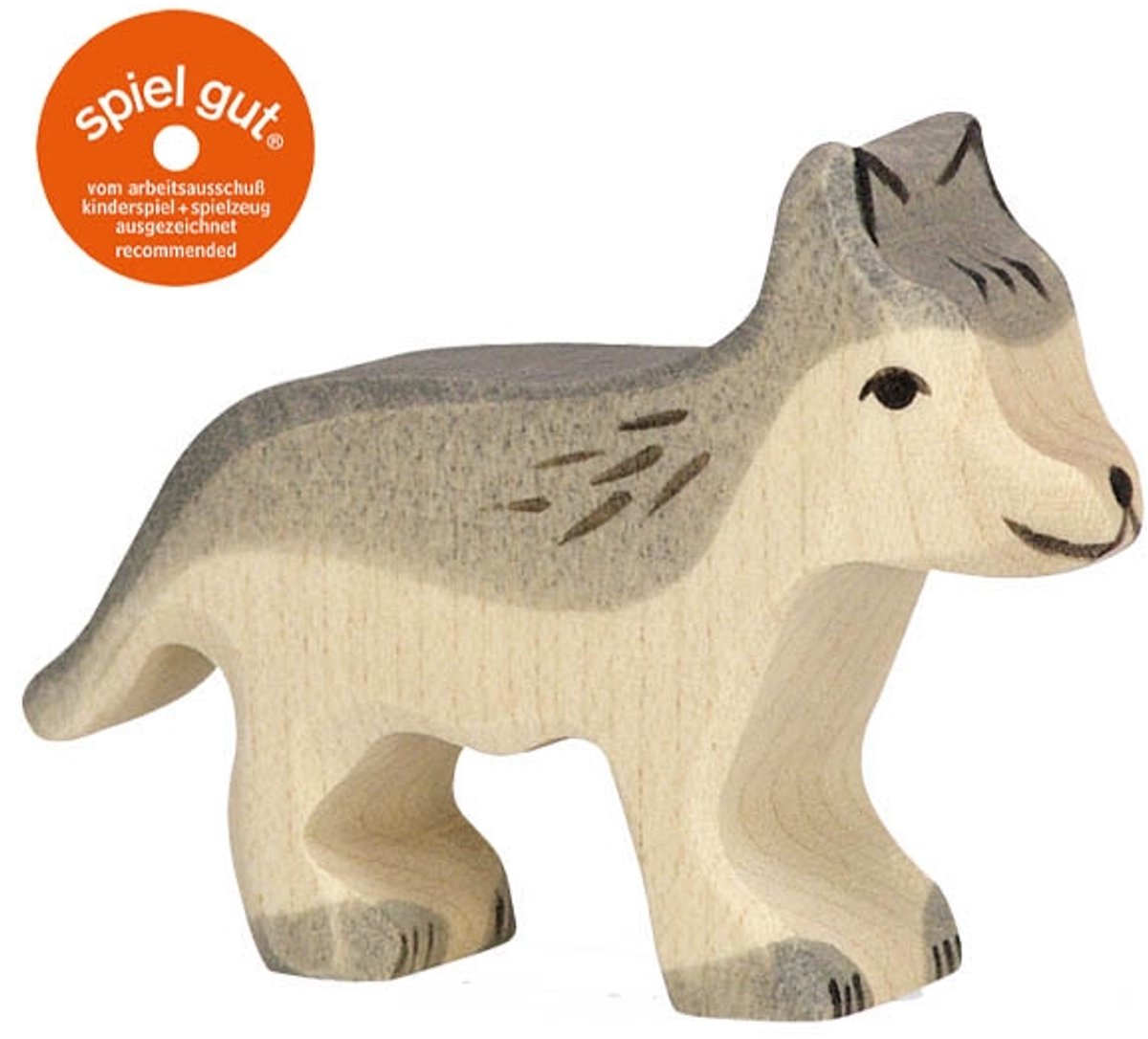 Holztiger bosdieren - wolf klein - 7x2x5cm - houten figuur - handgemaakt