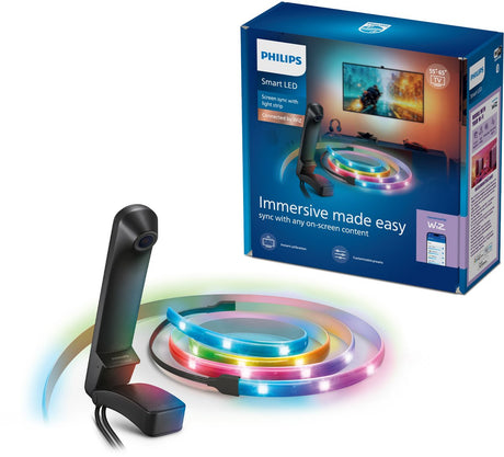Philips smart lighting - screen sync kit - rgbic led-strip - voor 55 -65 tv's - gekleurd en instelbaar wit licht - dimbaar - automatische kalibratie - entertainment starterkit - werkt met de wiz app - wifi