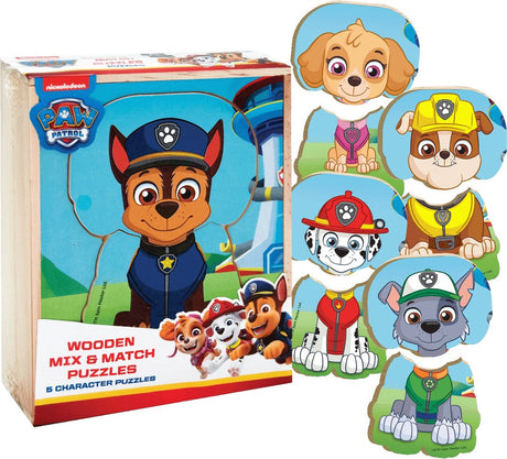 Merkloos sans marque paw patrol houten puzzel - mix match
