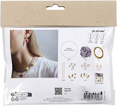 Creativ company mini hobbyset sieraden, halsketting en oorbellen, koningsblauw, 1doos 1 doos