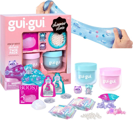 Moose toys gui gui slijm - shimmer deluxe duo pack - maak je eigen sprankelende, geurende slime