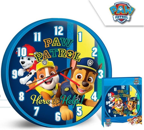 Paw patrol wandklok 25cm blauw - kinderkamer decoratie - geen batterijen inbegrepen