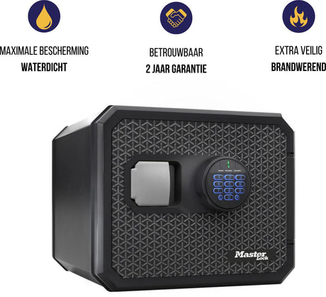 Masterlock water en brandwerende kluis - cijferslot - brandkast - elektronische kluis - 34.8 x 41.7 x 41.8 cm - fpw082ftcml