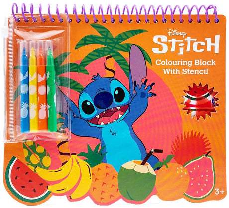 Merkloos sans marque stencil tekenblok disney stitch kleurboek met stickers en stiften.