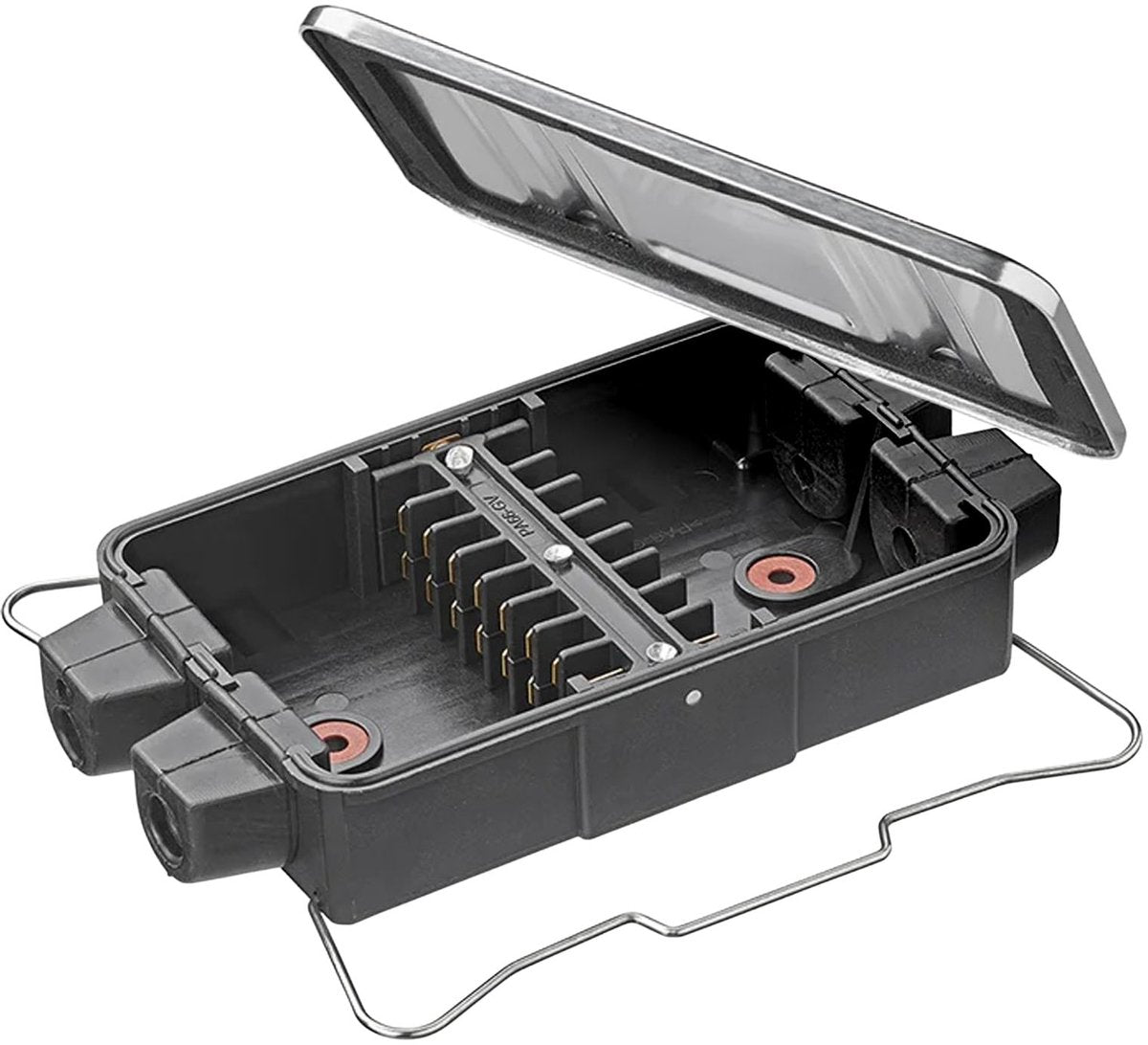 Proplus kabelverbindingsdoos 8 x 4-polig 17,1 x 9,3 x 3,3 cm – voor elektrische kabelverbindingen – aluminium afdekplaat – zwart