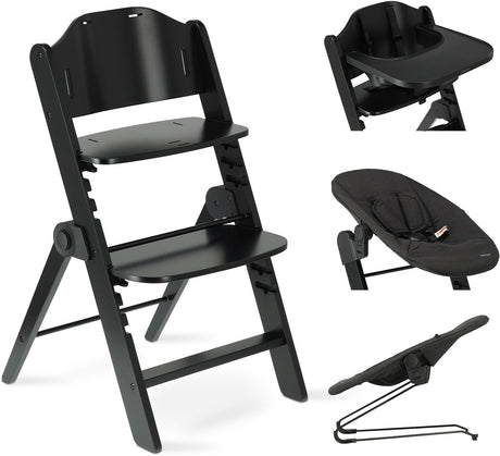 Deryan odin luxe kinderstoel met bouncer - zwart + donkergrijze bouncer