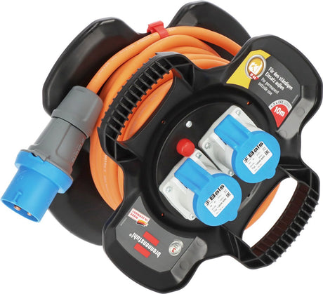 Brennenstuhl cee kabelhaspel x-gum camping kabelhaspel met 10m kabel in oranje (kabelhaspel met 2 cee stopcontacten + 3 contactdozen, voor permanent gebruik buitenshuis, made in germany)