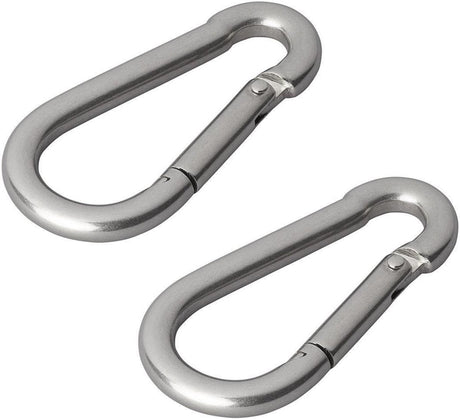 Proplus set van 2 karabijnhaken 8 x 80 mm – voor bevestigen ophangen en vastzetten – veersluiting – chroom