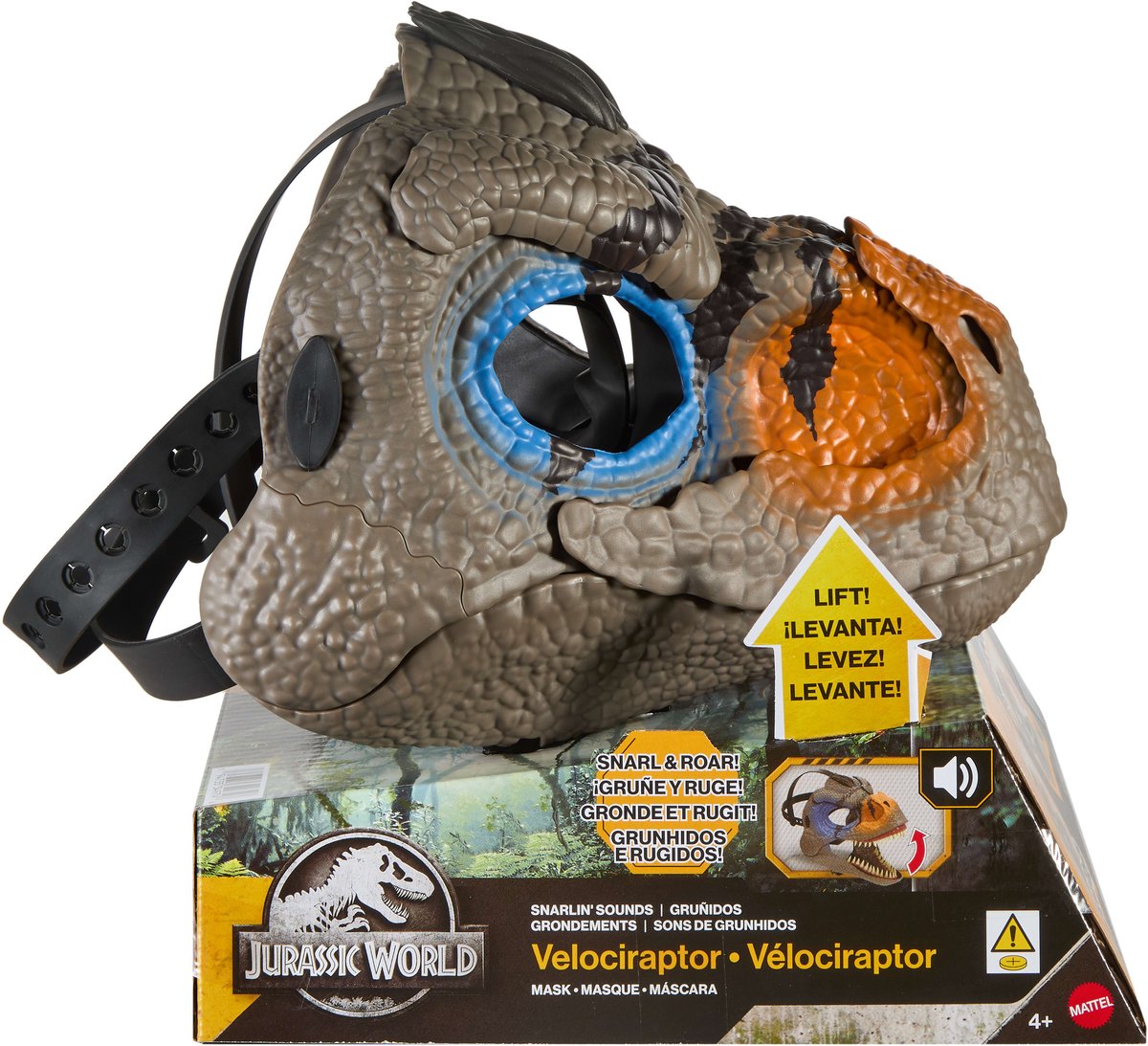 Jurassic world velociraptor masker met snauwende geluiden