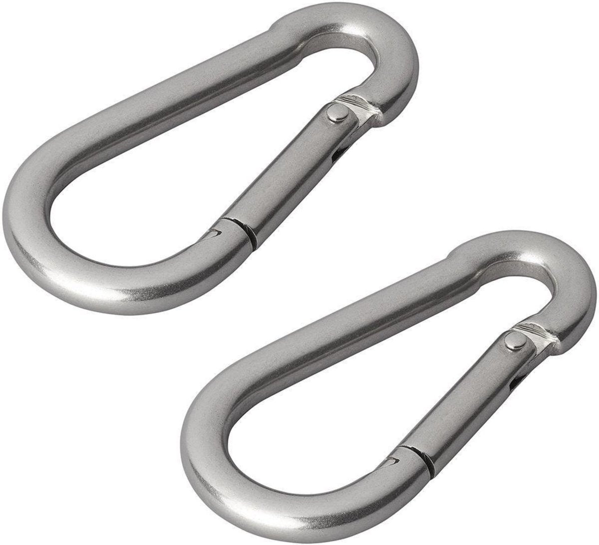 Proplus karabijnhaak - rvs - 8 x 80 mm - 2 stuks - chroom