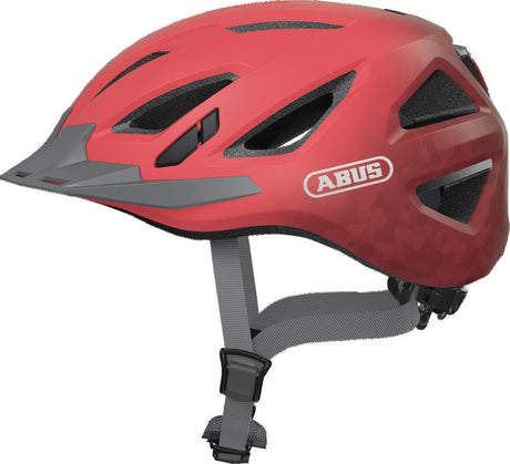 Abus fietshelm urban-i 3.0 living coral l - 56-61 cm - pink - geschikt voor gebruik op elektrische fietsen - stadsfietsen - 300 g