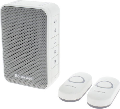 Honeywell dc313nfb - draadloze deurbelset met 2 deurdrukkers - wit