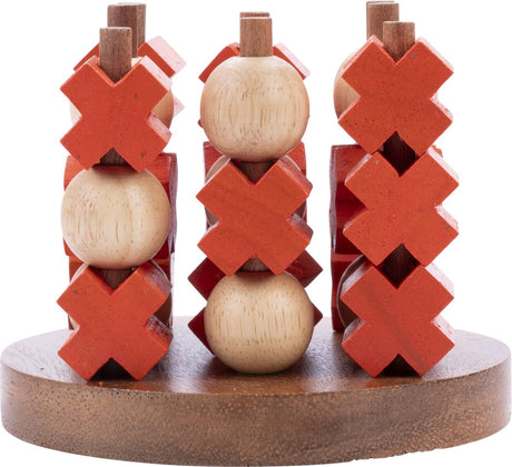 Longfield tic tac toe (medium) – houten 3 op een rij spel – boter, kaas en eieren – klassiek denkspel – 2 spelers – compact formaat – engelhart