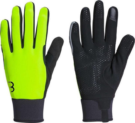 Bbb cycling controlzone fietshandschoenen winter - 5 - 10 ℃ - winddichte wielrenhandschoenen heren dames - sporthandschoenen - touchscreen compatibel - neon geel - maat xxxl - bwg-36