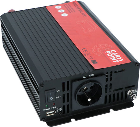 Carpoint pure sinus omvormer 12v naar 230v – 500w continu 1000w piek – frans belgisch stopcontact – voor gevoelige elektronica – uitgebreide beveiliging