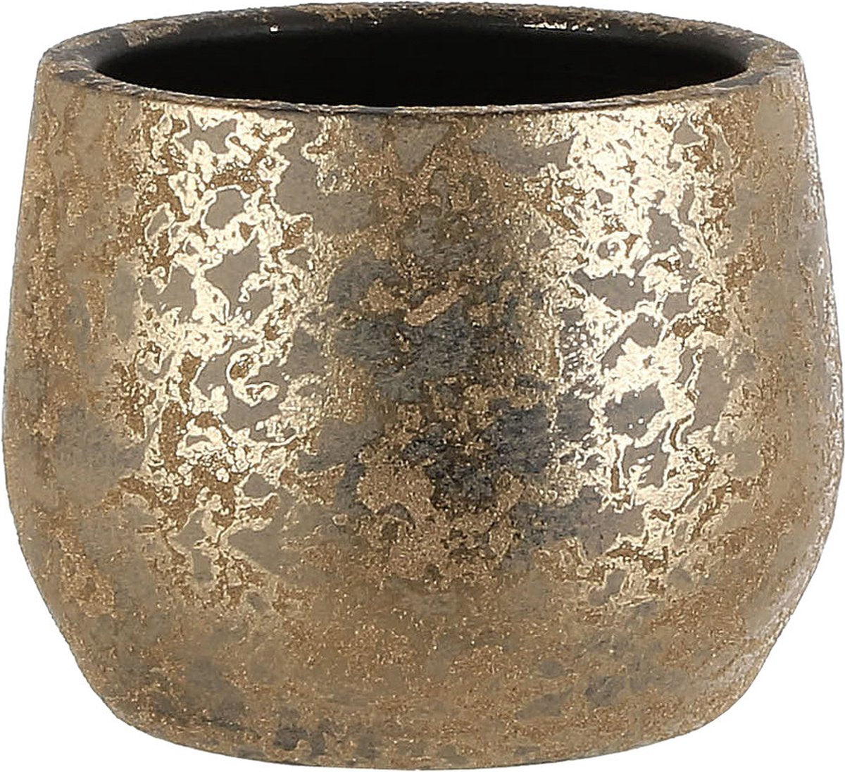 Mica decorations bloempot - goudkleurig - keramiek - 19 x 15 cm - plantenpotten