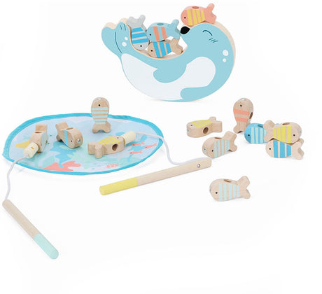 Classic world houten visspel zeehond, 24dlg.