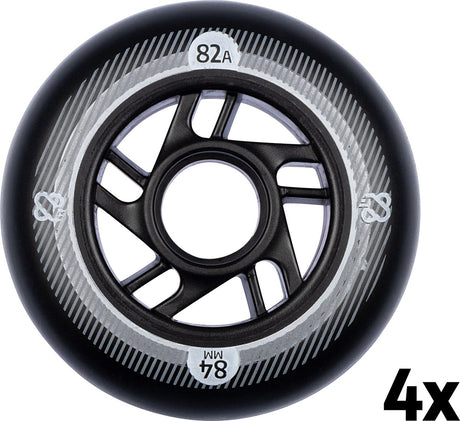 Nijdam inline skate wielen set - 84x24 mm - 4st - black zwart