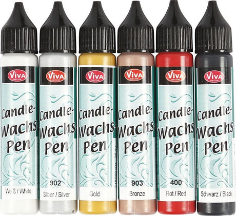 Creativ company kaarsversierpen, 6x25 ml, standaardkleuren