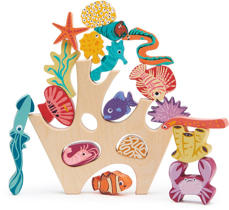 Tender leaf toys tender leaf preschool - stapelaar koraalrif - 27x8x25cm - hout - 18 maanden