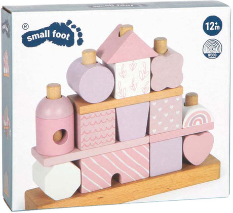 Small foot - houten stapelhuis roze - 18dlg.