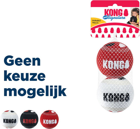 Kong signature speelballen l - steviger dan tennisballen - niet schurend materiaal - speelbal voor honden - 2 stuks l