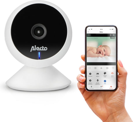 Alecto wifi babyfoon met camera en app - full hd - melding bij beweging en geluid - smartbaby5 - wit