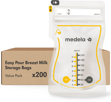 Medela moedermelk bewaarzakjes – 200 stuks – lekvrij – dubbele sluiting en schenktuit – bpa‑vrij