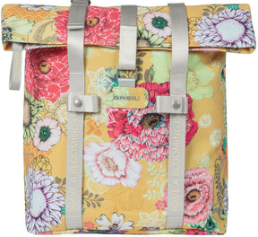 Basil Bloom Field fietsshopper, geel, gerecycled PET, waterdicht, verstelbare schouderriem
