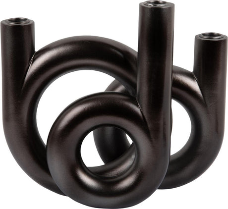 Present time kandelaar rings medium - grijs - 18x12x20cm - scandinavisch - polyresin