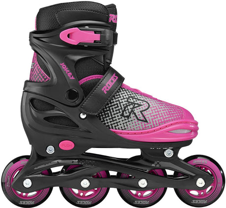 Roces jokey x verstelbare skeelers meisjes - inline skates - meegroei skates - zwart roze - maat 26-29