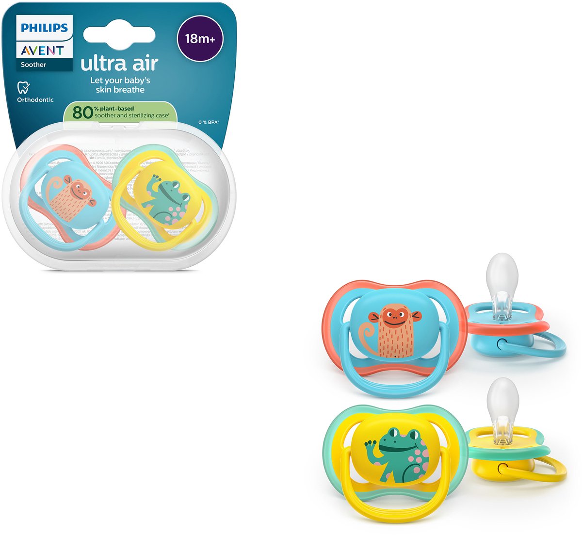 Philips avent ultra air – ademend en lichtgewicht fopspeen (18mnd+) – 2 stuks - scf349 58