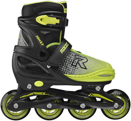 Roces jokey x verstelbare skeelers jongens - inline skates - meegroei skates - zwart groen - maat 30-33