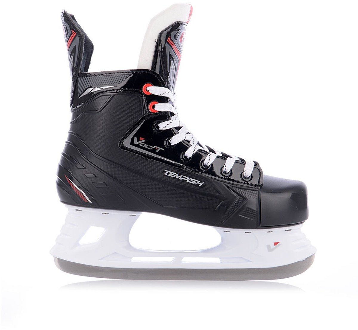 Tempish – volt-t – ijshockeyschaatsen – schaatsen heren – zwart – versterkte enkelcups high-grip rvs hockeyijzer – maat eu 39