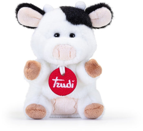 Trudi - no knuffel koe 14 cm - handgemaakt in italie - zacht pluche - knuffeldier voor jongens en meisjes - zwart wit - 8x14x8 cm maat xs
