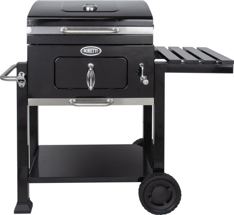 Boretti - carbone 2.0 houtskool barbecue - grilloppervlak 57x42 - met verstelbaar kolenrek - gietijzeren rooster - zwart
