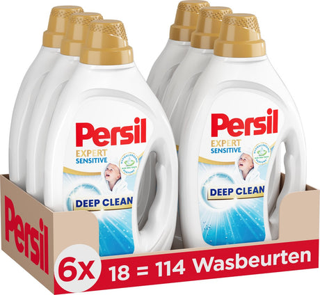 Persil vloeibaar wasmiddel - sensitive gel - witte gekleurde was - allergie-vriendelijk - hypoallergene parfum - voordeelverpakking - 6x 18 = 108 wasbeurten