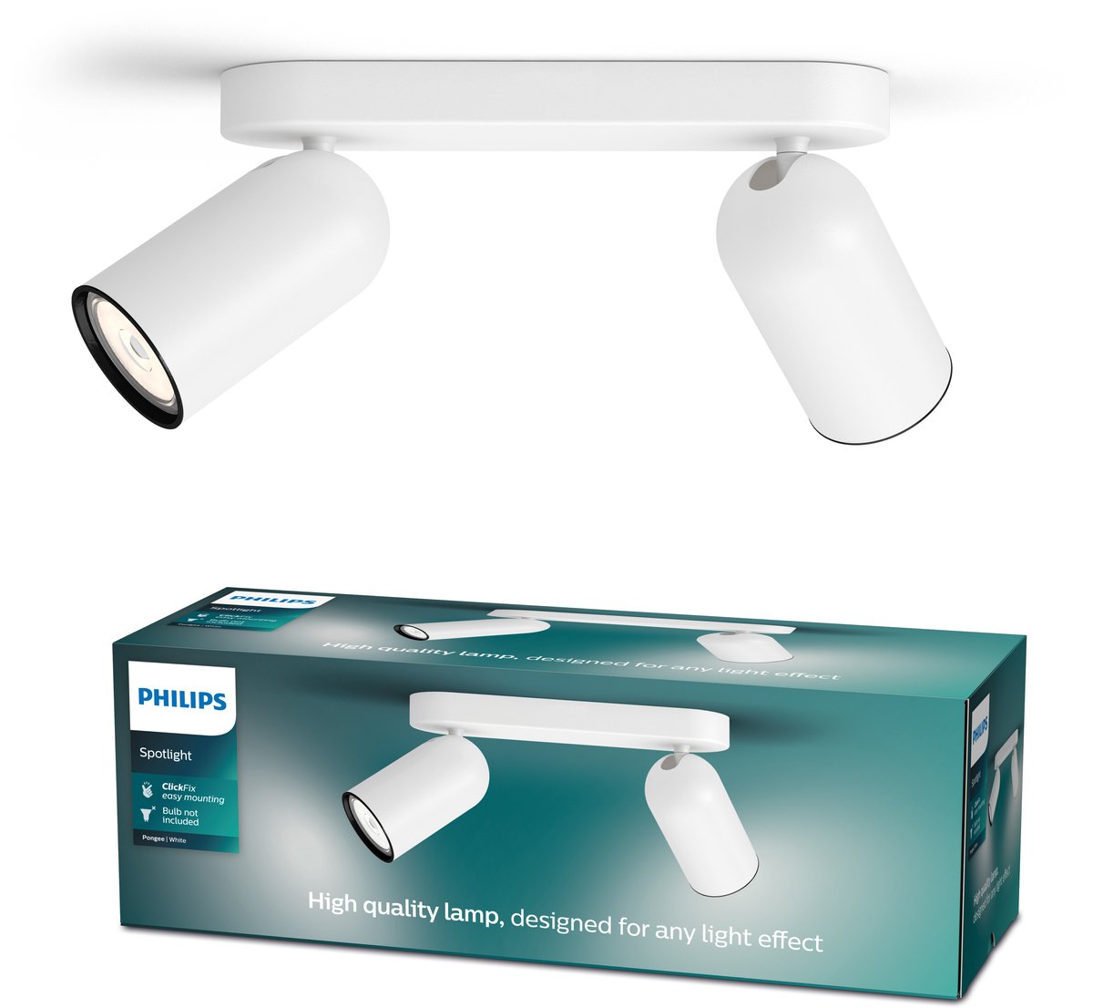 Philips led philips pongee opbouwspot - 2-lichts - wit