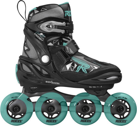 inline skates Moody Tif 82A zwart aqua maat 30-35