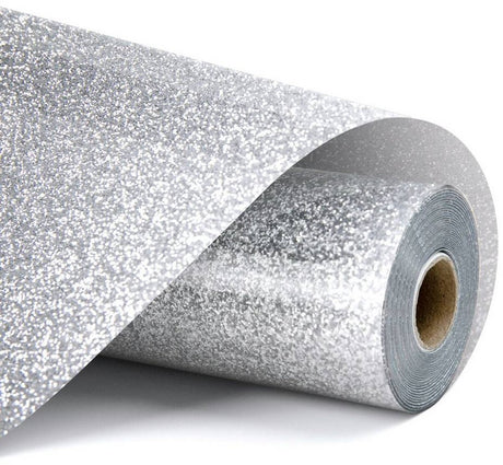 Loklik heat transfer vinyl glitter - silver - zilver - 30.5 x 90 cm