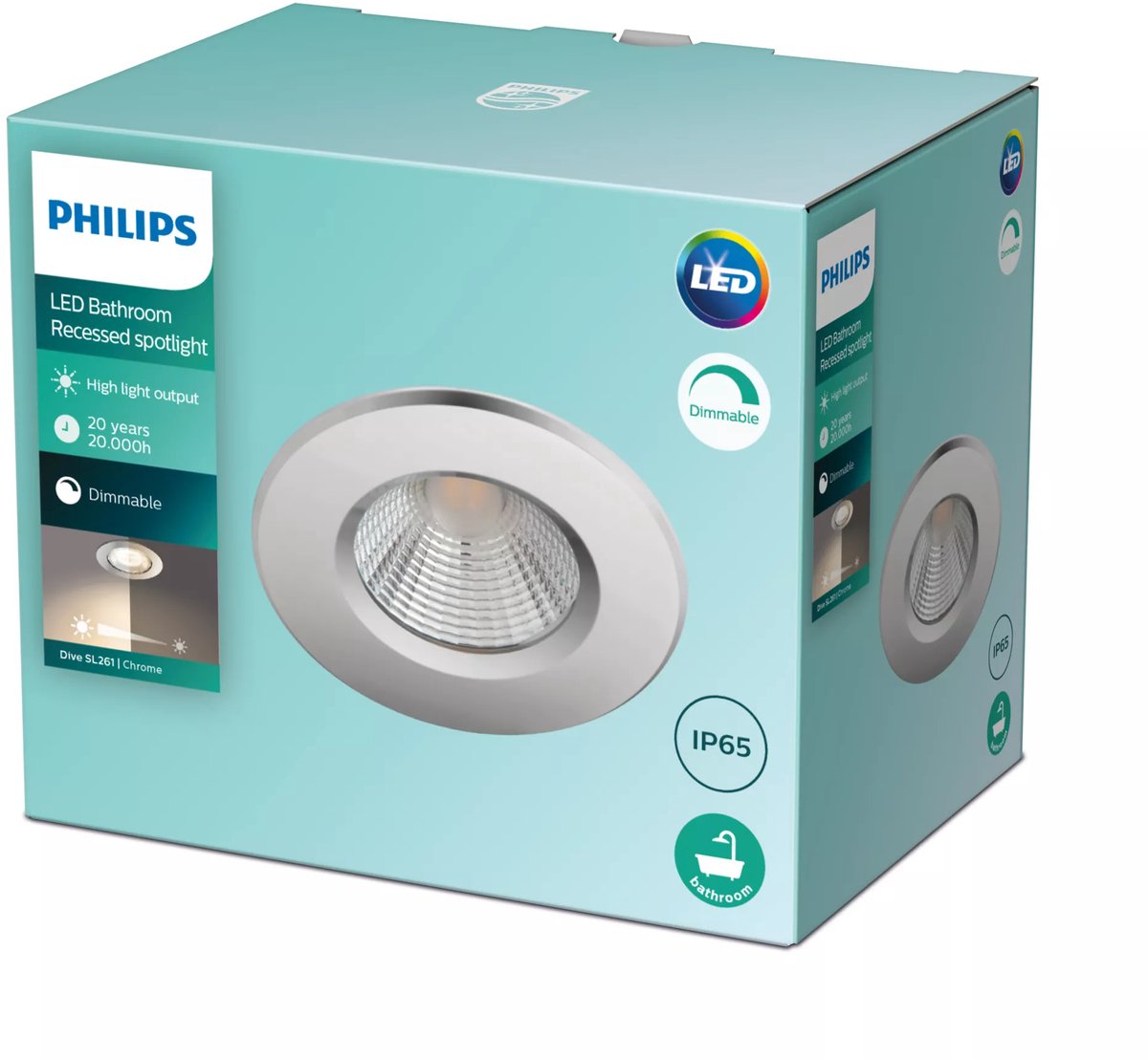 Philips led philips dive badkamerinbouwspot - 1-lichts - chroom