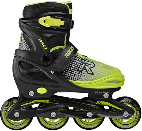 Roces jokey x verstelbare skeelers jongens - inline skates - meegroei skates - zwart groen - maat 34-37 34+